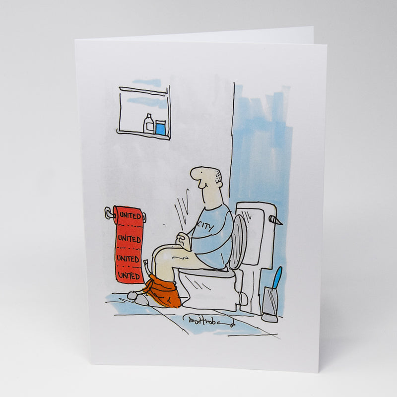 MUFC Toilet Paper Greetings Card by Tony Husband