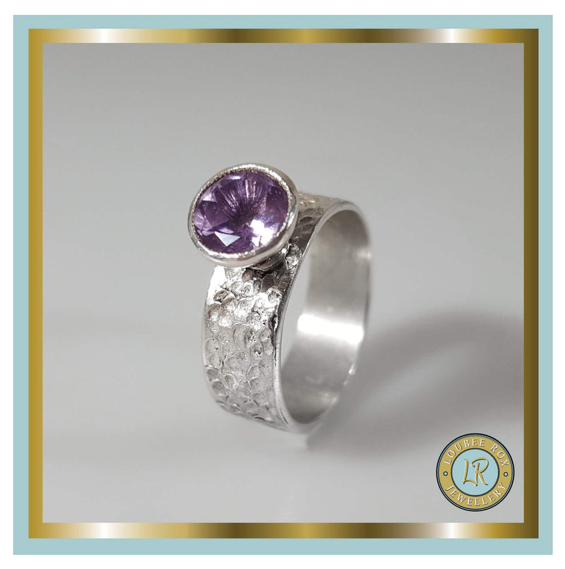 8mm Faceted Amethyst Ring By Loubee Rox