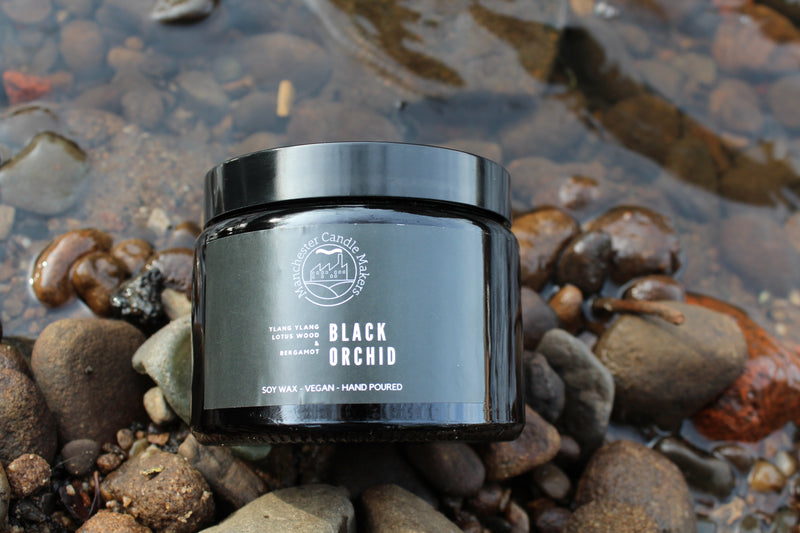 Black Orchid and Ylang Ylang Soy Wax Candle by Manchester Candle Makers