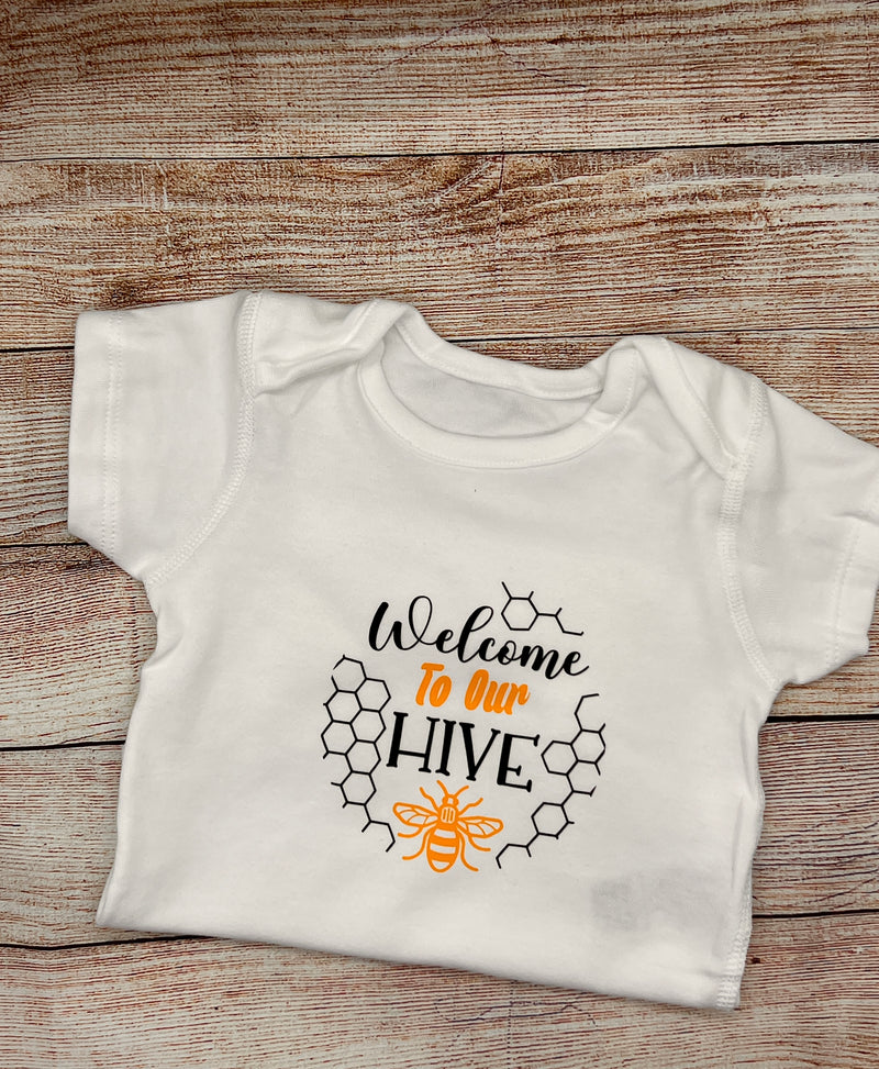 Welcome to our Hive  Baby Bodysuit by Zana Prints