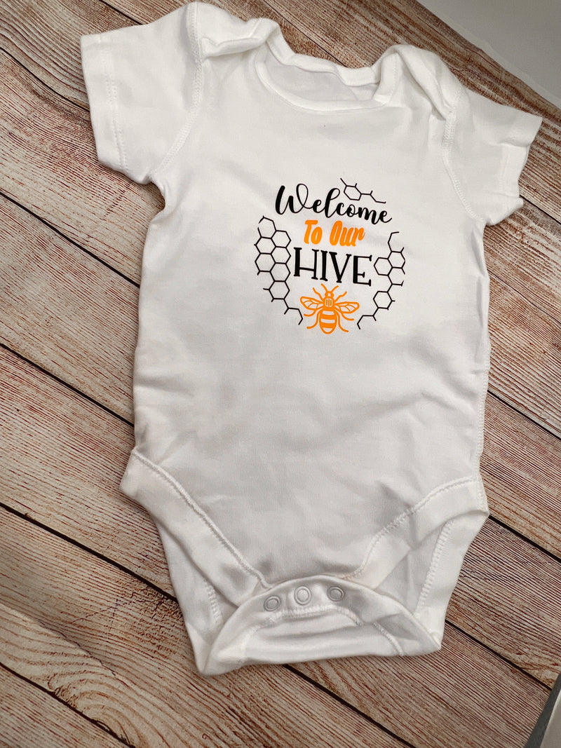 Welcome to our Hive  Baby Bodysuit by Zana Prints