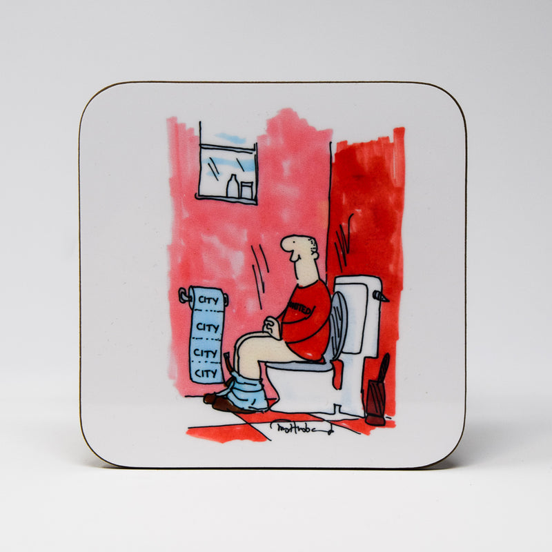 Manchester City Toilet Paper Coaster by Tony Husband
