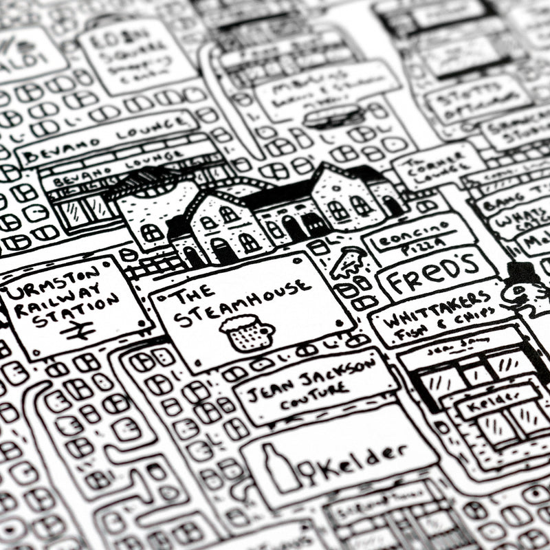 Urmston Doodle Map Print by Dave Draws