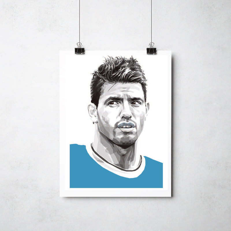 Sergio Aguero print by This Charming Manc