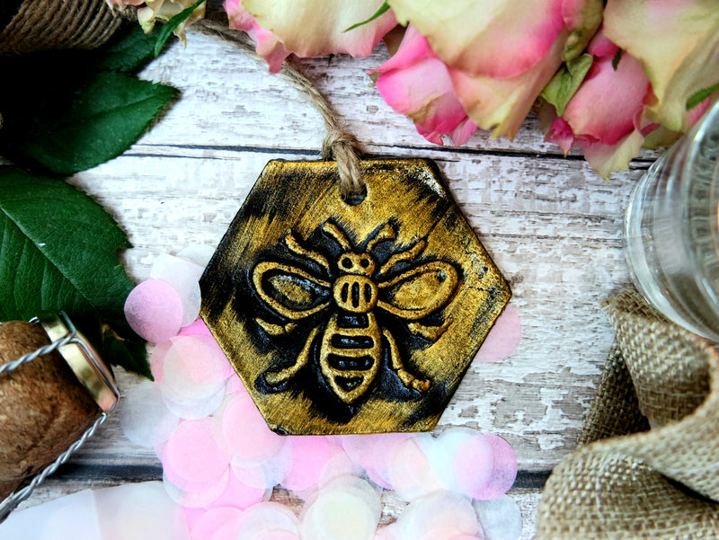 Hexagon Bee Charm by Bee Mancunian