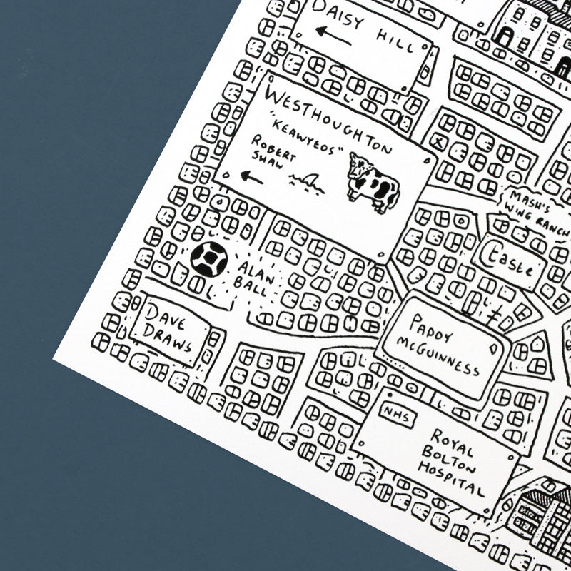 Bolton Doodle Map Print by Dave Draws