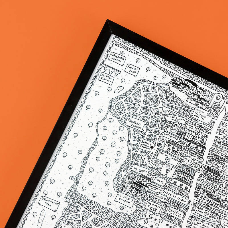 Prestwich Doodle Map Print by Dave Draws