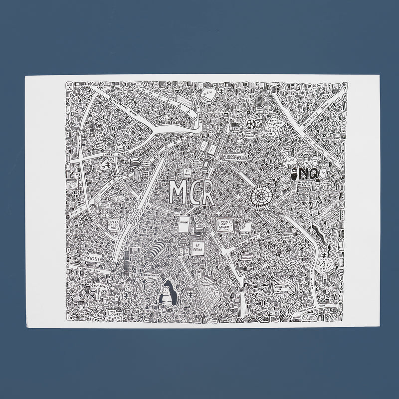 Manchester Doodle Map by Dave Draws