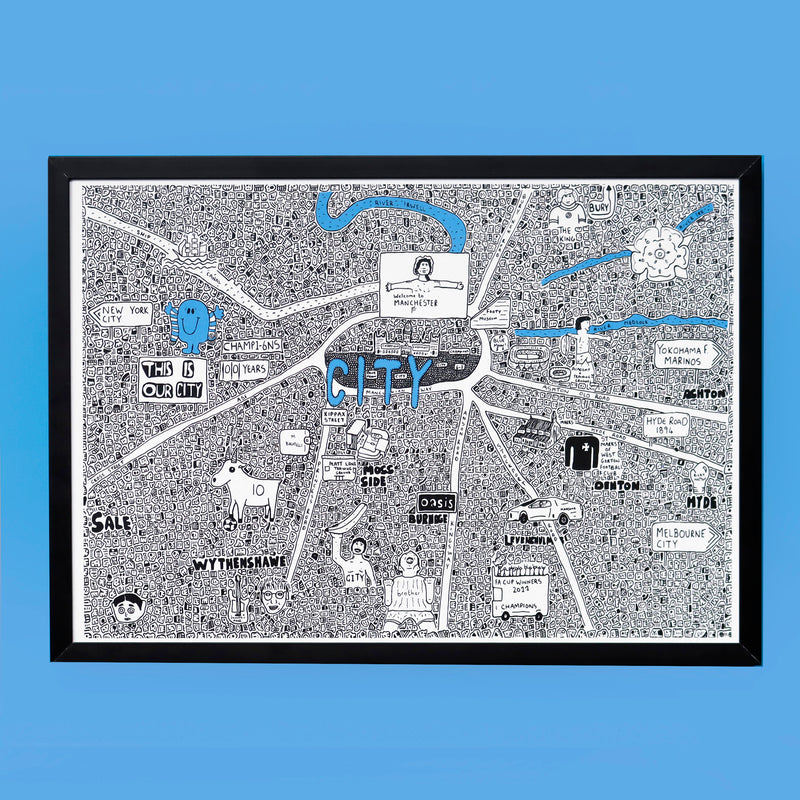 Manchester City Doodle Map by Dave Draws