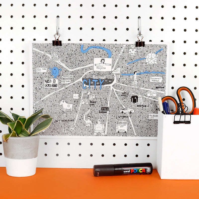 Manchester City Doodle Map by Dave Draws