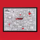 Manchester United Doodle Map Print by Dave Draws