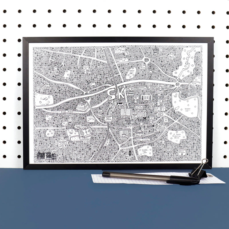 Stockport Doodle Map by Dave Draws