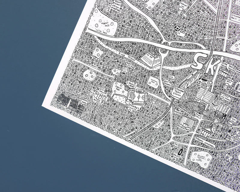 Stockport Doodle Map by Dave Draws