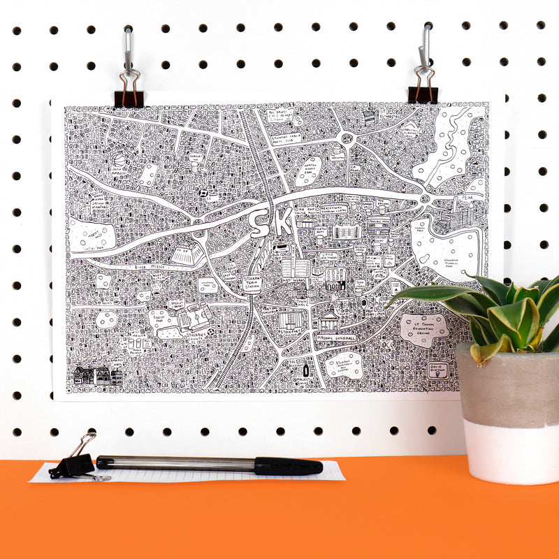 Stockport Doodle Map by Dave Draws