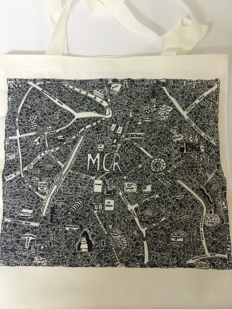 Manchester Doodle Map Tote by Dave Draws