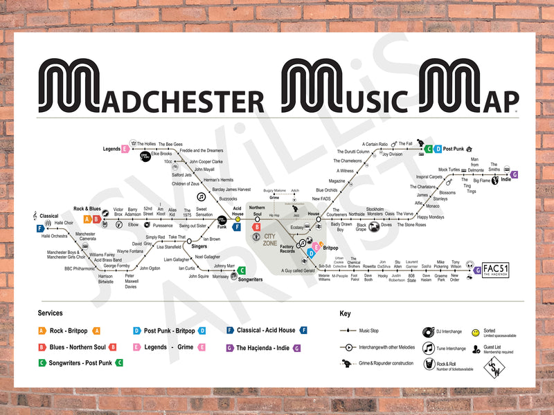 Madchester Music Map by JS Willis