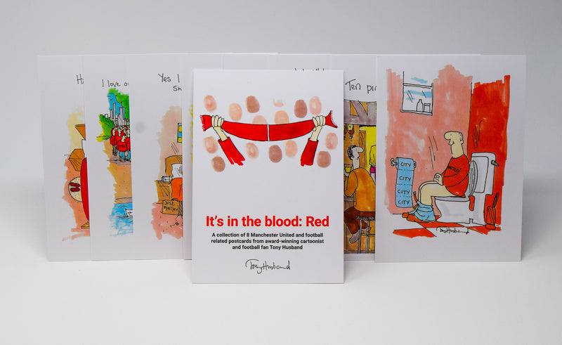 It's In The Blood Postcard Set - MUFC by Tony Husband