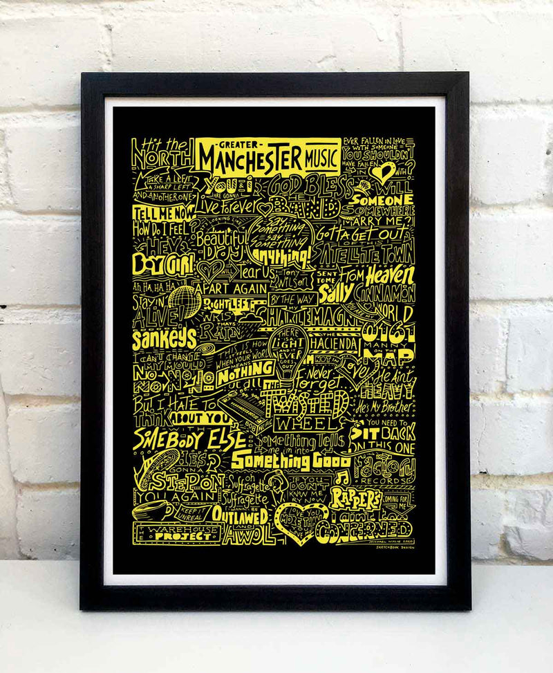 Greater Manchester Music Print by Sketchbook Design