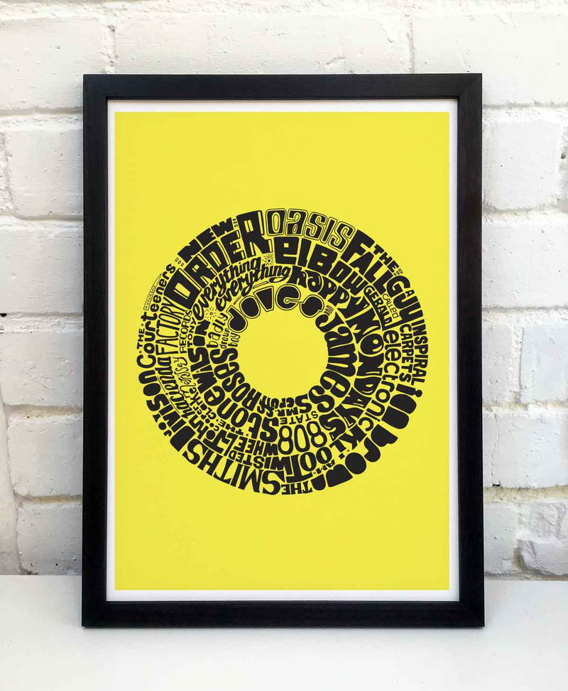 Yellow Manchester Music Print by Sketchbook Design