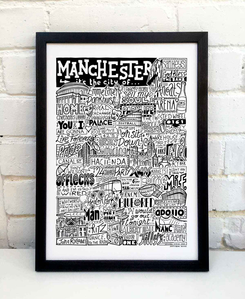 Manchester Landmarks Print by Sketchbook Design