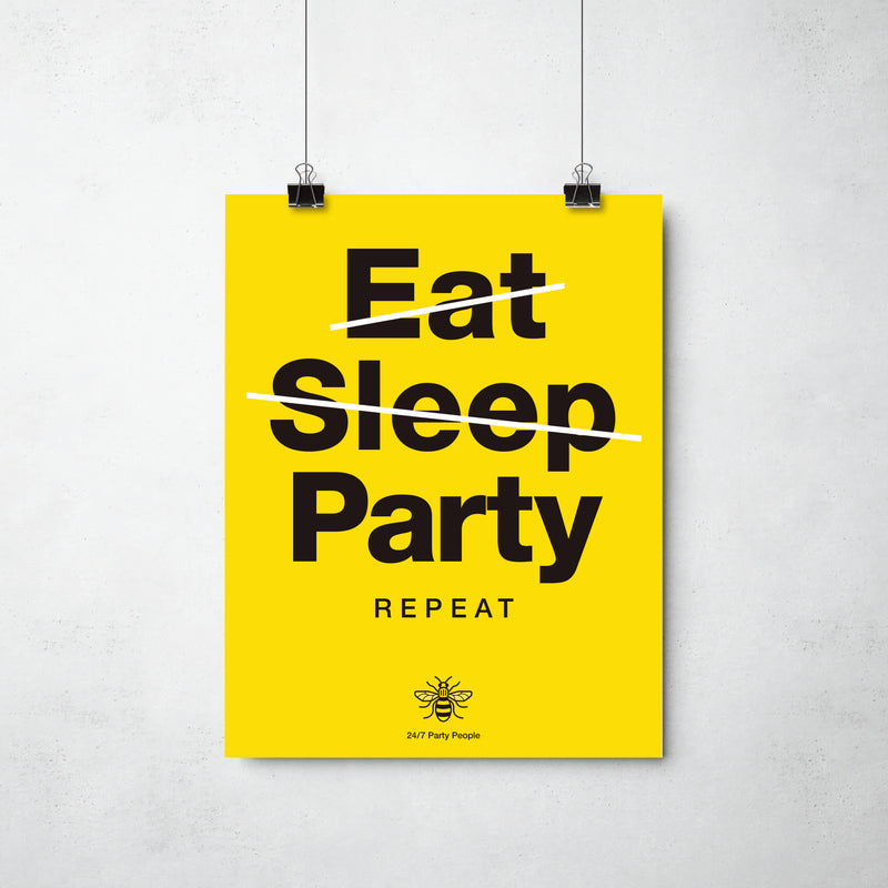Eat Sleep Party Print by This Charming Manc