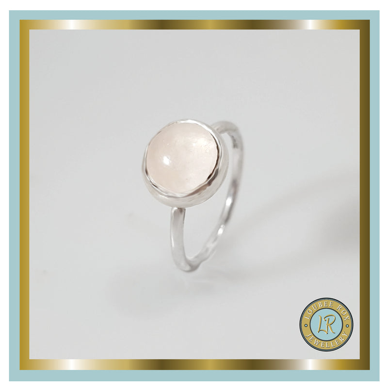 Rose Quartz 10mm Cabochon Stacking Ring by Loubee Rox